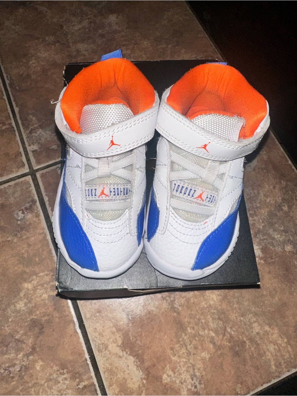 Jordan Kids' White/Blue/Orange High-Top Sneakers